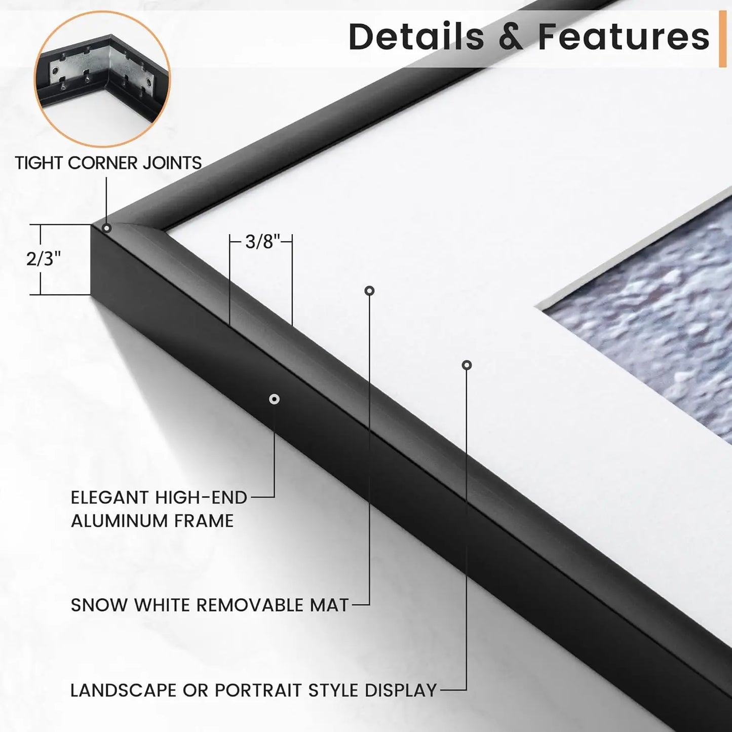 Modern Black Aluminum Photo Frame