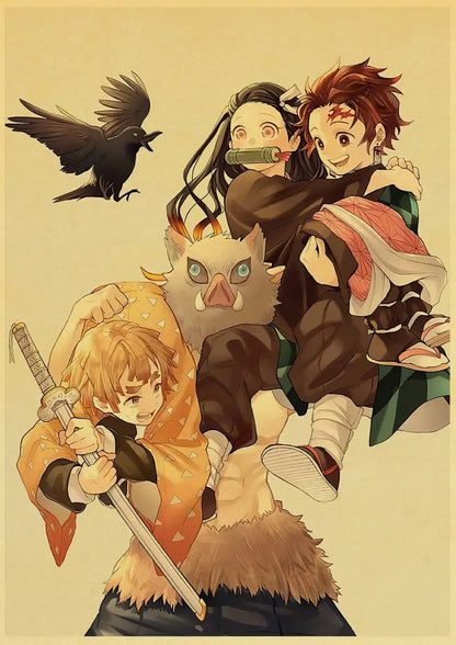 Demon Slayer Retro Posters