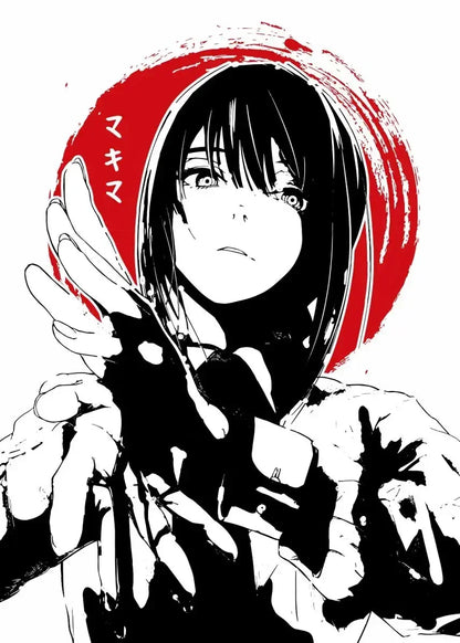 Makima Chainsaw Man Retro Canvas Poster