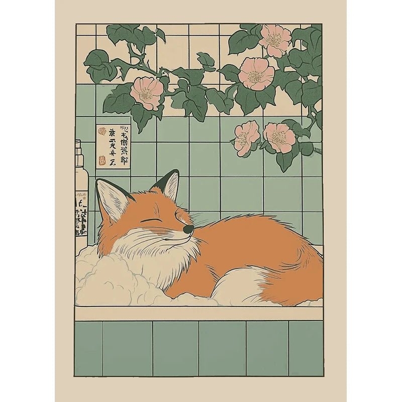 Animals Art Poster in Bathtub Bathroom Decoration