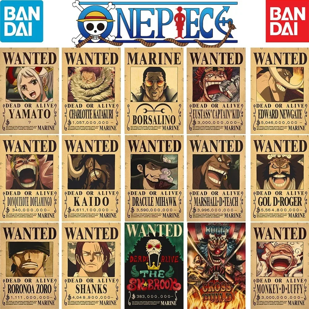 One Piece Anime Bounty Wanted Posters Room Decor