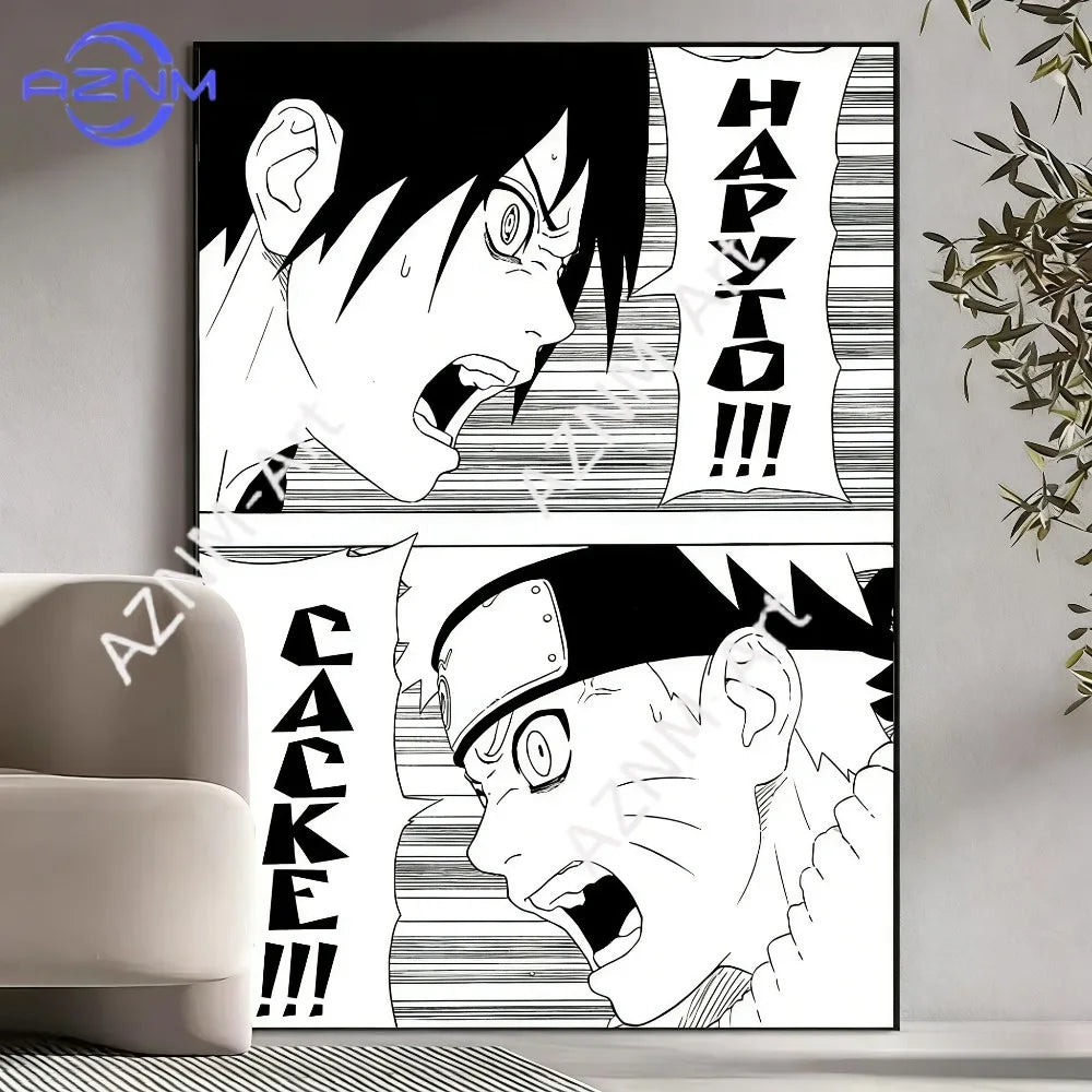 Black and White Naruto Manga Poster