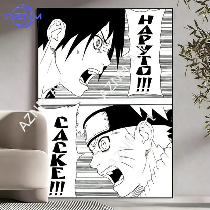 Black and White Naruto Manga Poster