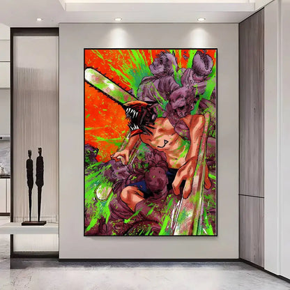Chainsaw Man Poster Vintage Anime Wall Art v2