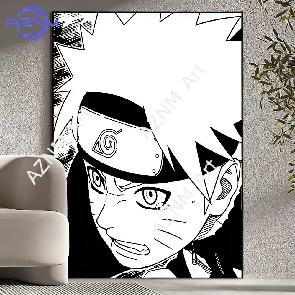 Black and White Naruto Manga Poster
