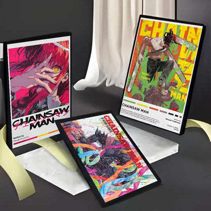 Retro Chainsaw Man Poster Vintage Anime Wall Art