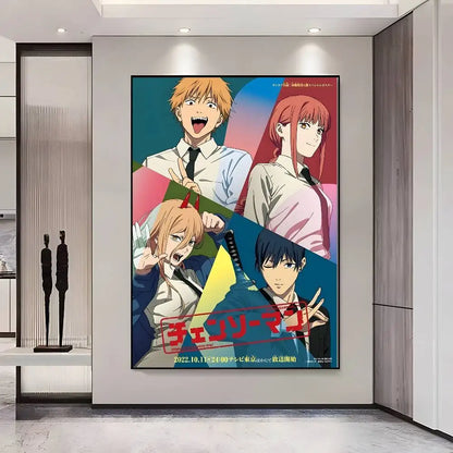 Chainsaw Man Poster Vintage Anime Wall Art v2