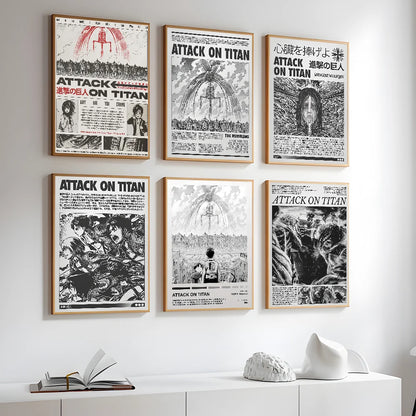 Black and White Attack on Titan Poster
