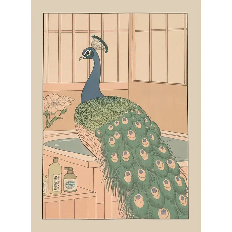 Animals Art Poster in Bathtub Bathroom Decoration