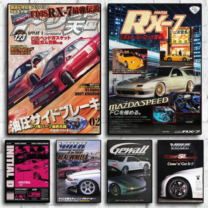 80s Retro Japanese GTR JDM Racing Magazine Posters