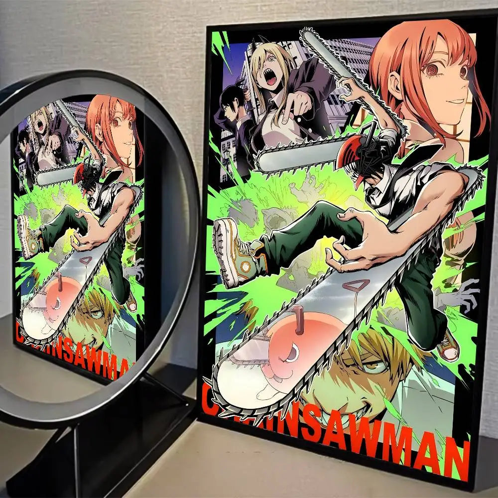 Chainsaw Man Poster Vintage Anime Wall Art v3