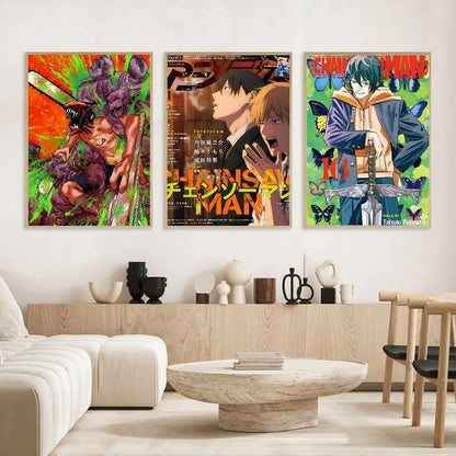 Chainsaw Man Poster Vintage Anime Wall Art v2