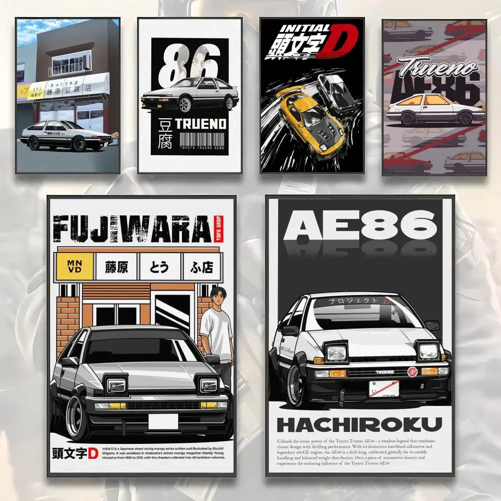 Retro AE86 Racing Posters