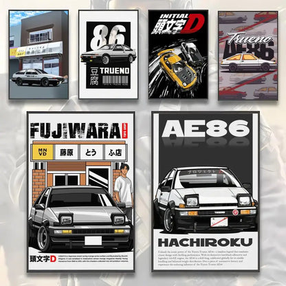 Retro AE86 Racing Posters