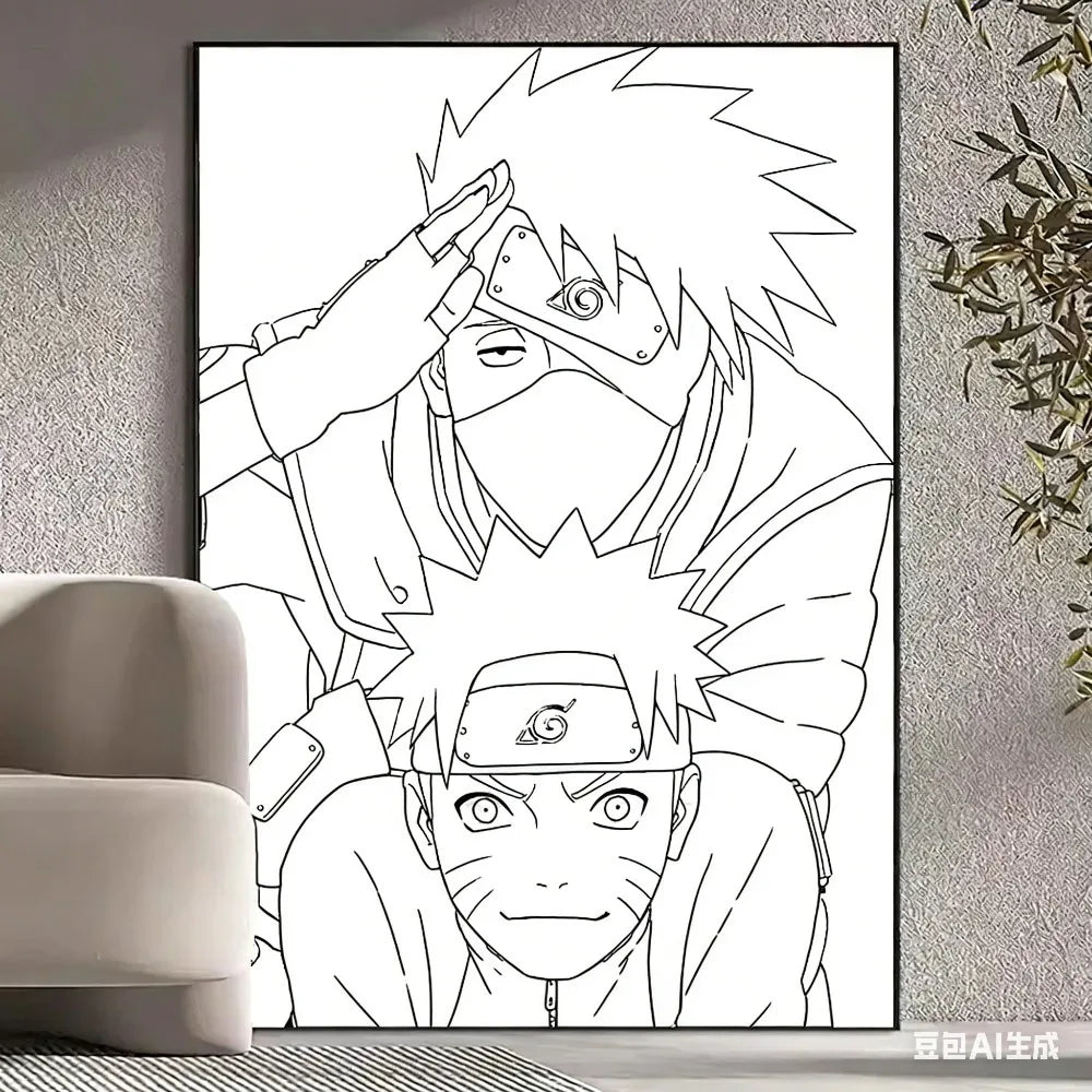 Black and White Naruto Manga Poster