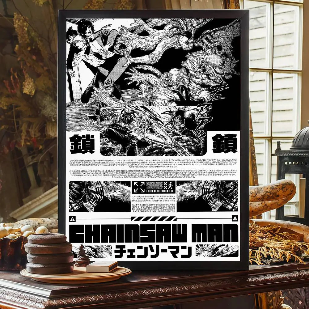 Chainsaw Man Poster Vintage Anime Wall Art v3