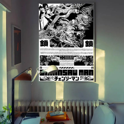 Chainsaw Man Poster Vintage Anime Wall Art v3