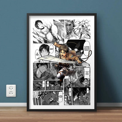 Black and White Attack on Titan Manga Poster