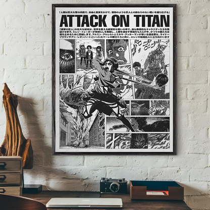 Black and White Attack on Titan Poster