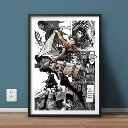 Black and White Attack on Titan Manga Poster