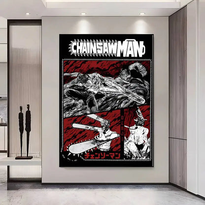Chainsaw Man Poster Vintage Anime Wall Art v2