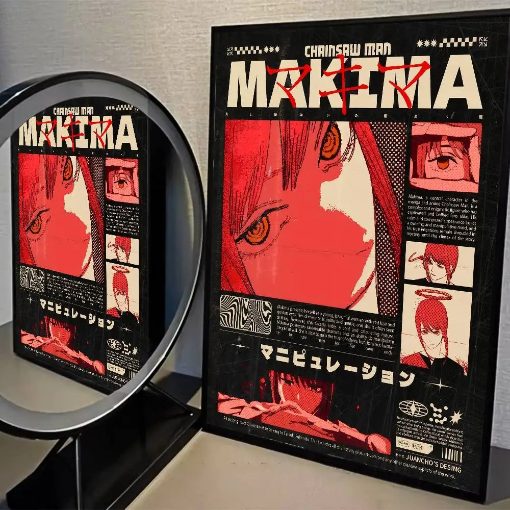 Chainsaw Man Poster Vintage Anime Wall Art v3