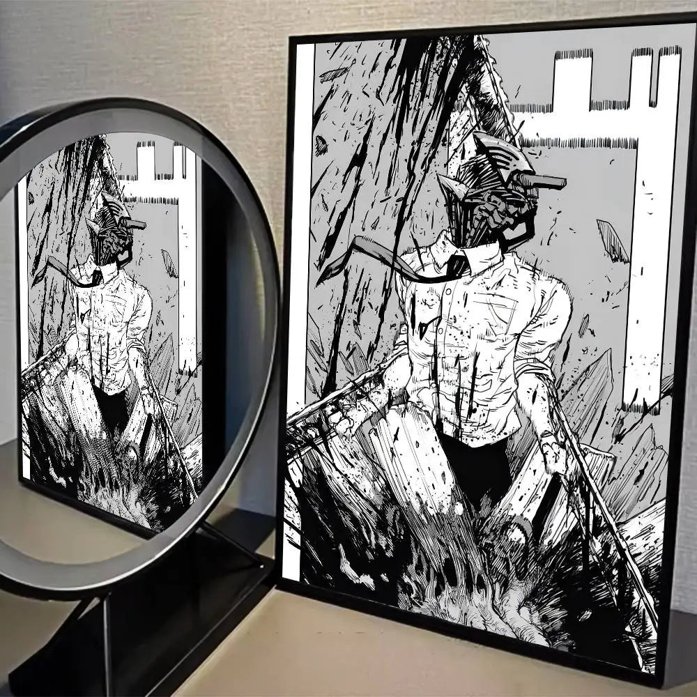 Chainsaw Man Poster Vintage Anime Wall Art v3