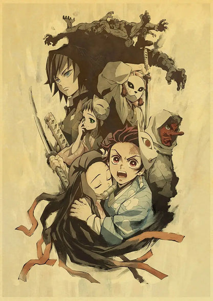 Demon Slayer Retro Posters
