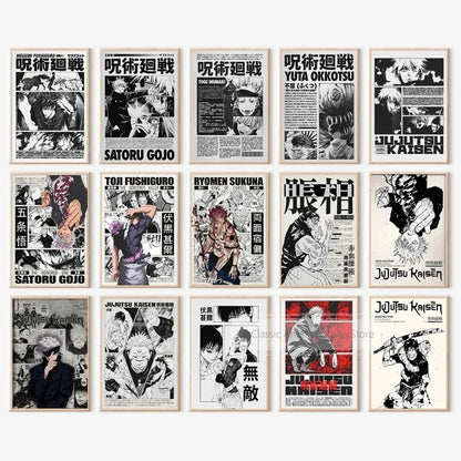 Retro Jujutsu Kaisen Posters - JJK Anime Art