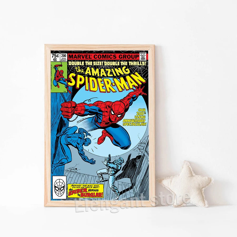 Vintage 100th 200th 300th Edition Spider-Man Comic Cover Posters