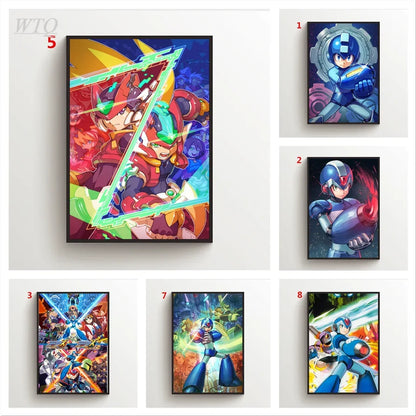 MegaMan Canvas Wall Art - Retro Gaming Poster