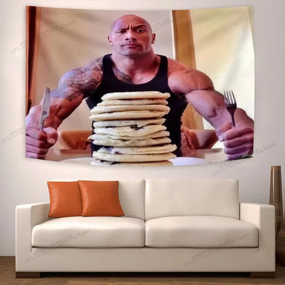 The Rock Eating Tapestry - Funny Meme Wall Art