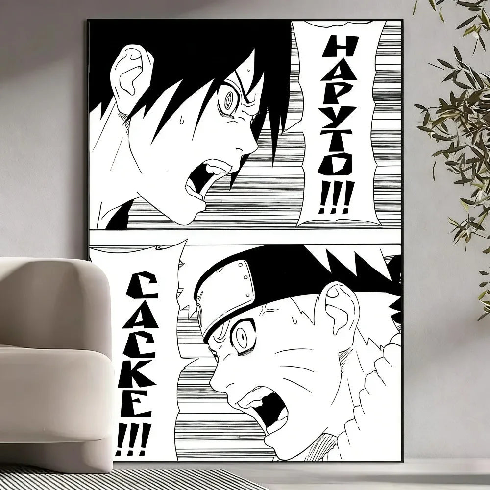Black and White Naruto Manga Poster
