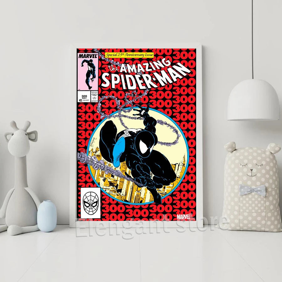 Vintage 100th 200th 300th Edition Spider-Man Comic Cover Posters